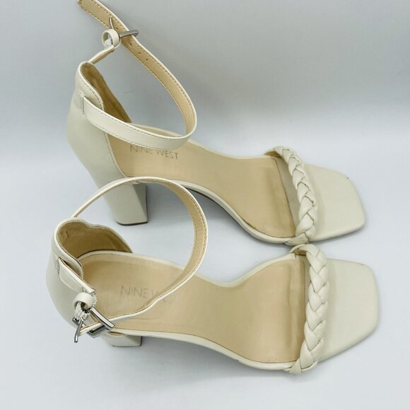 Nine West Shoes Womens Size 10 M White Braid Ankle Strap High Heels Sandals - Picture 3 of 11